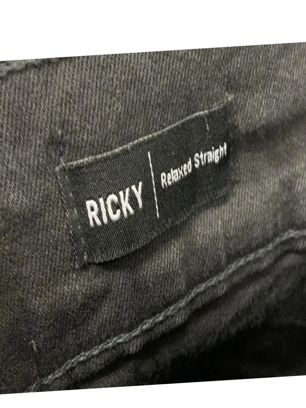 True Religion Black Ricky Flap Relaxed Straight Jeans 38 RN112790